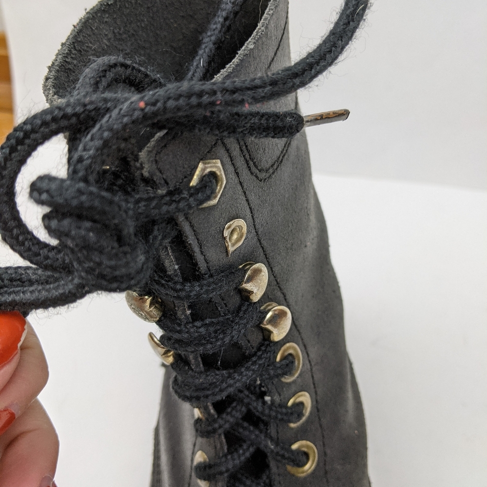 Vintage Chevy Trucks Black Leather Combat Boots - Picture 12 of 14
